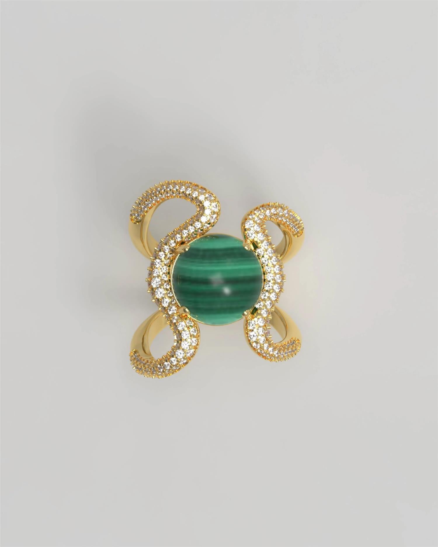 Reef Ring Malachite Diamonds Ringer