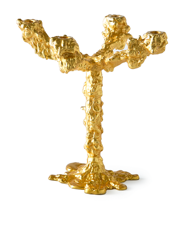 Drip Candle Holder 4-arms Gold Lysestaker