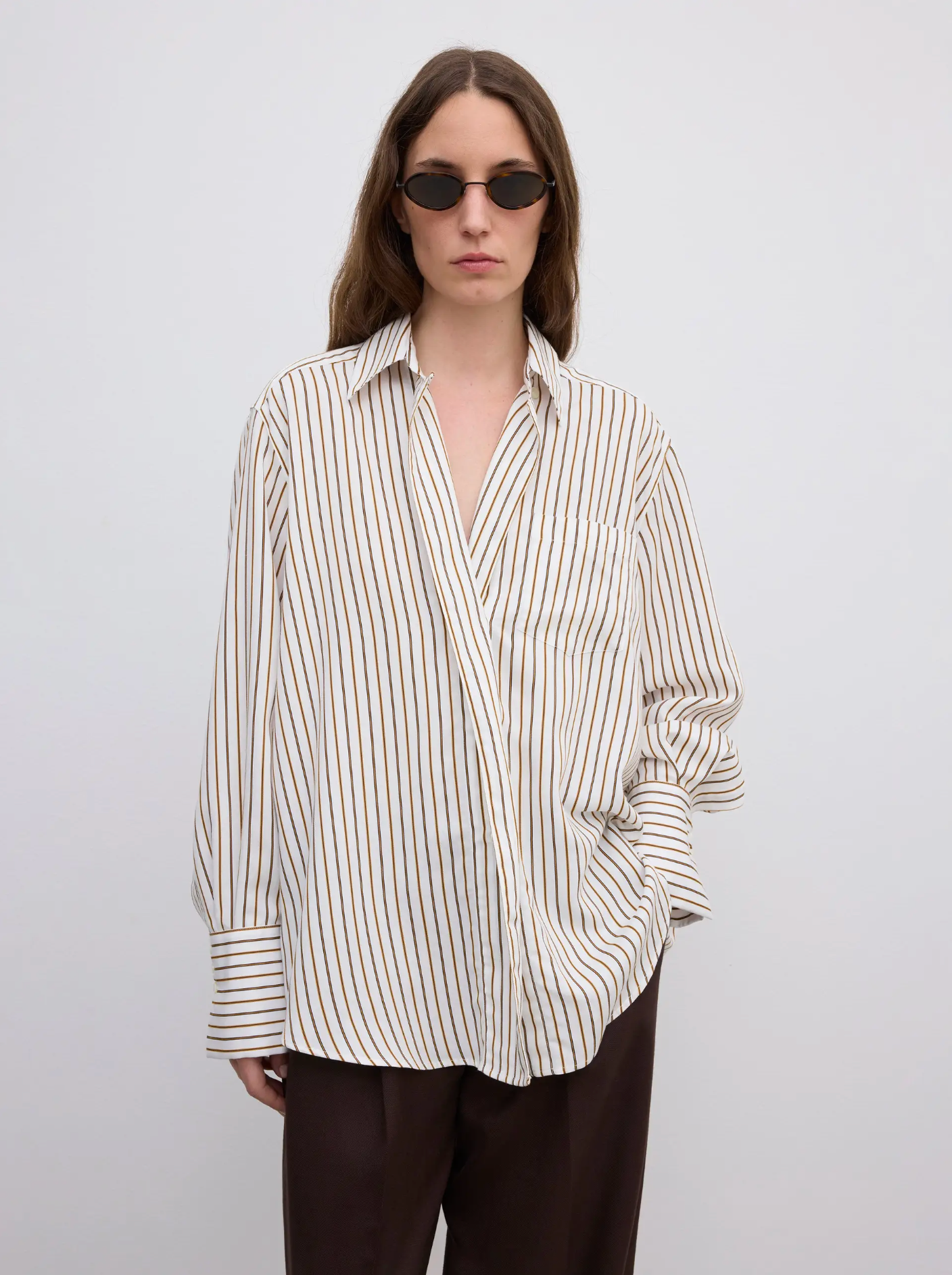 Fluid Stripe Shirt Cream White Bluser