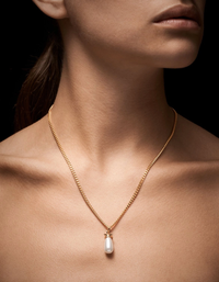 Pearl Tear Necklace Gold Pleated Silver Smykker