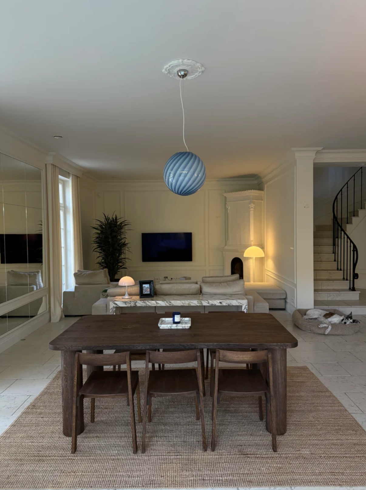 Ø40 Murano Pendel Blå Swirl Lamper