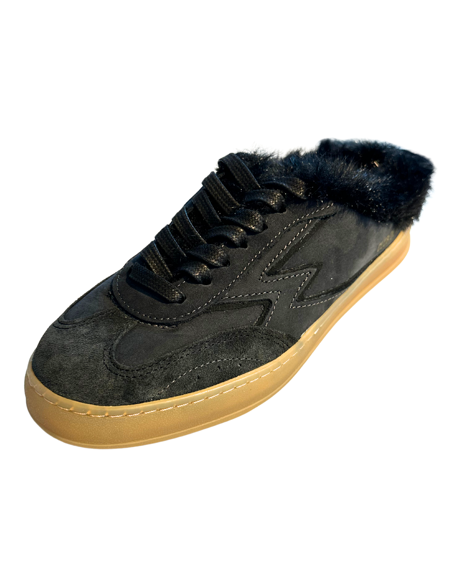 Club Mule Deluxe Faux Fur Total Black Sko