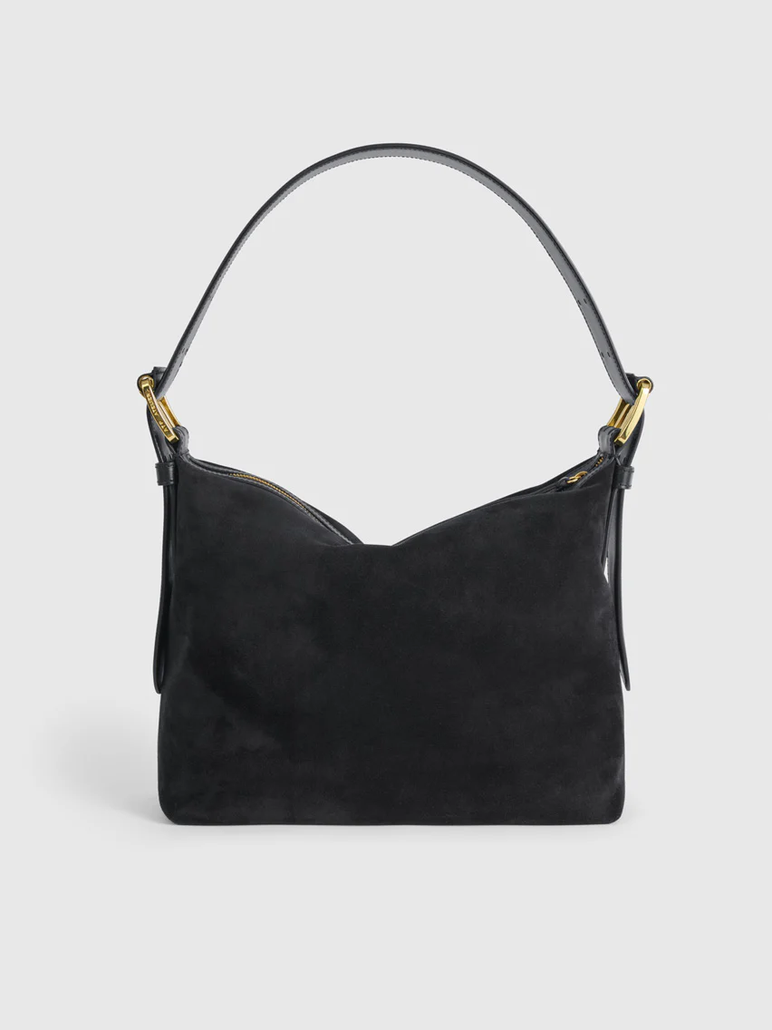 Bassanina Bag Black Suede/Vacchetta Vesker