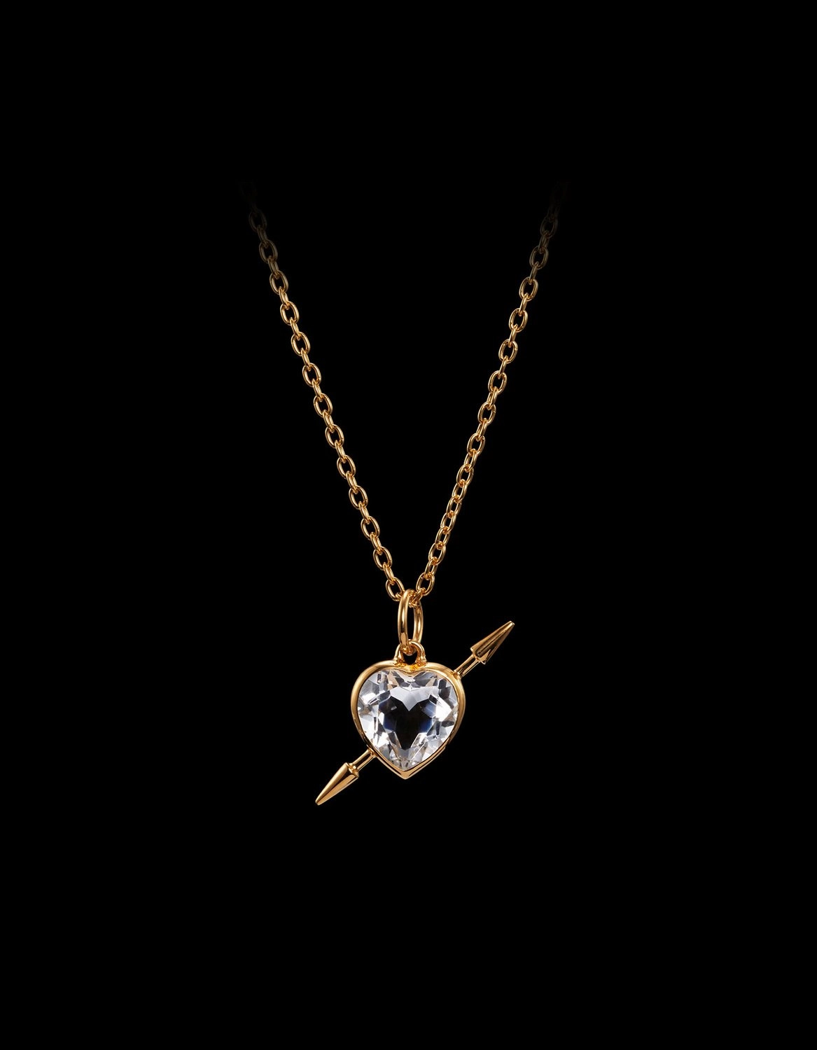 Rebel Love Necklace Gold Pleated - Clear Quartz Smykker