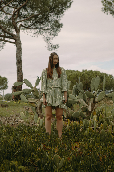 Bluser | Sequin Jacket Top Soft Pistachio