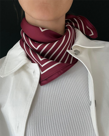 Striped Scarf Wine Red & Cream Tilbehør