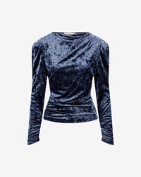 Shine Top Velour Ashy Blue Bluser