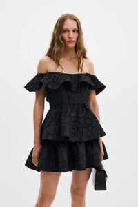 Tracy Off Shoulder Lace Mini Dress Black Kjoler