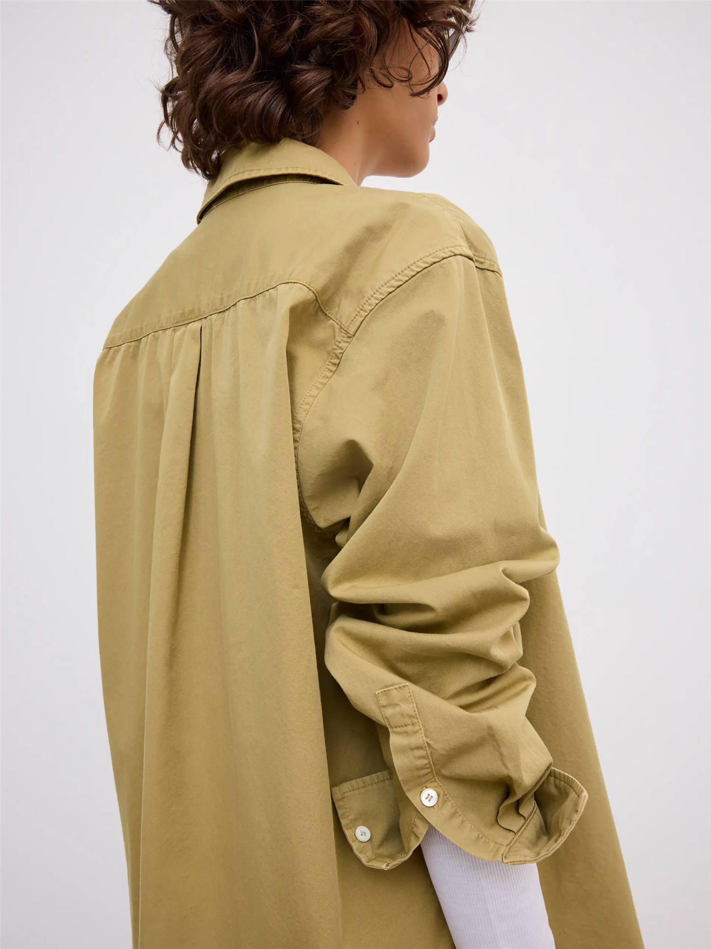 Classic Washed Shirt Light Olive Green Bluser
