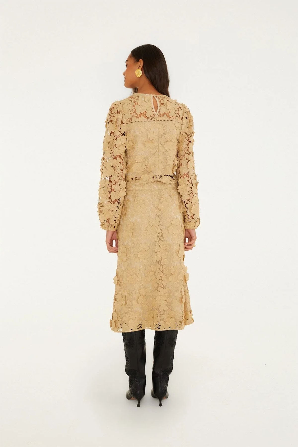 Sand Embroidery Midi Skirt