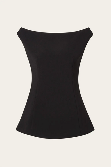 Diora Half Off Shouder Top Black Bluser