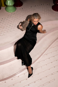 Two-Layer Maxi Dress Black Kjoler