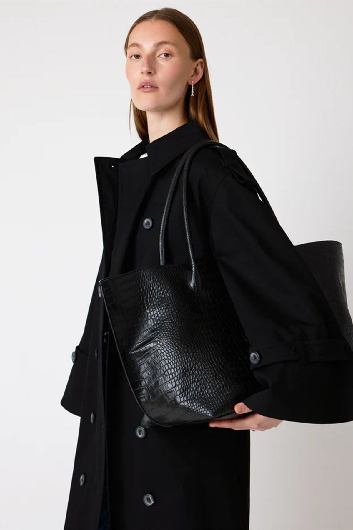 Vesker | The Eva Weekend Tote - Black Croc