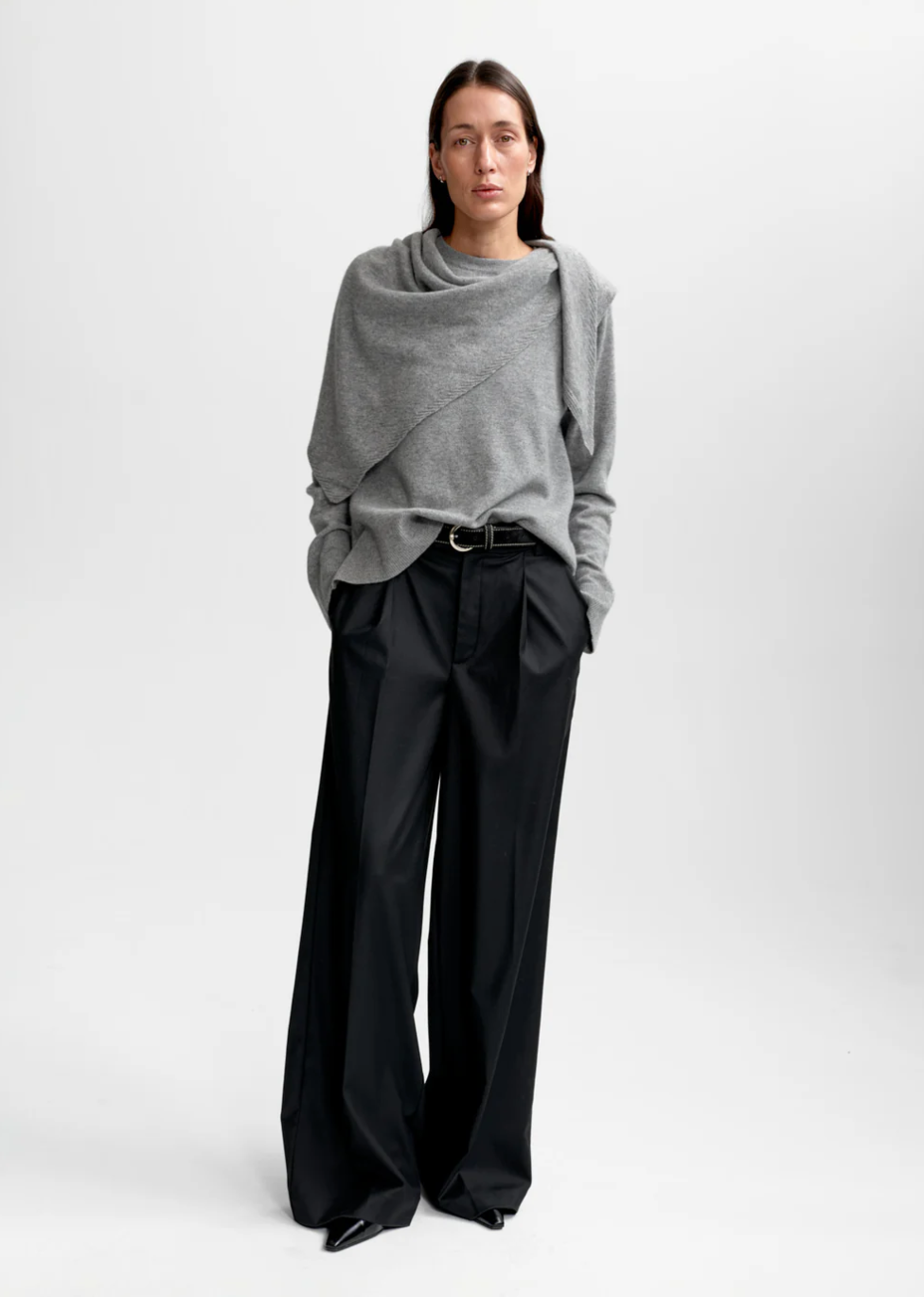 Mira Wool Cash Scarf Grey Melange Skjerf