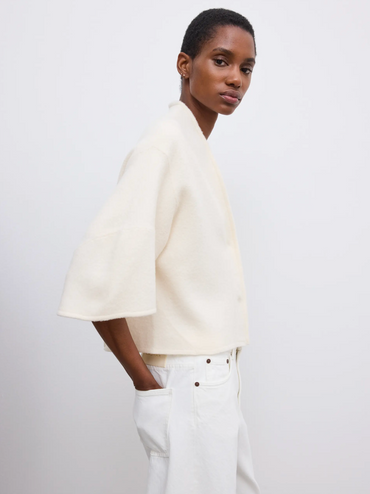 Short Wool Cardigan Off White Cardigans