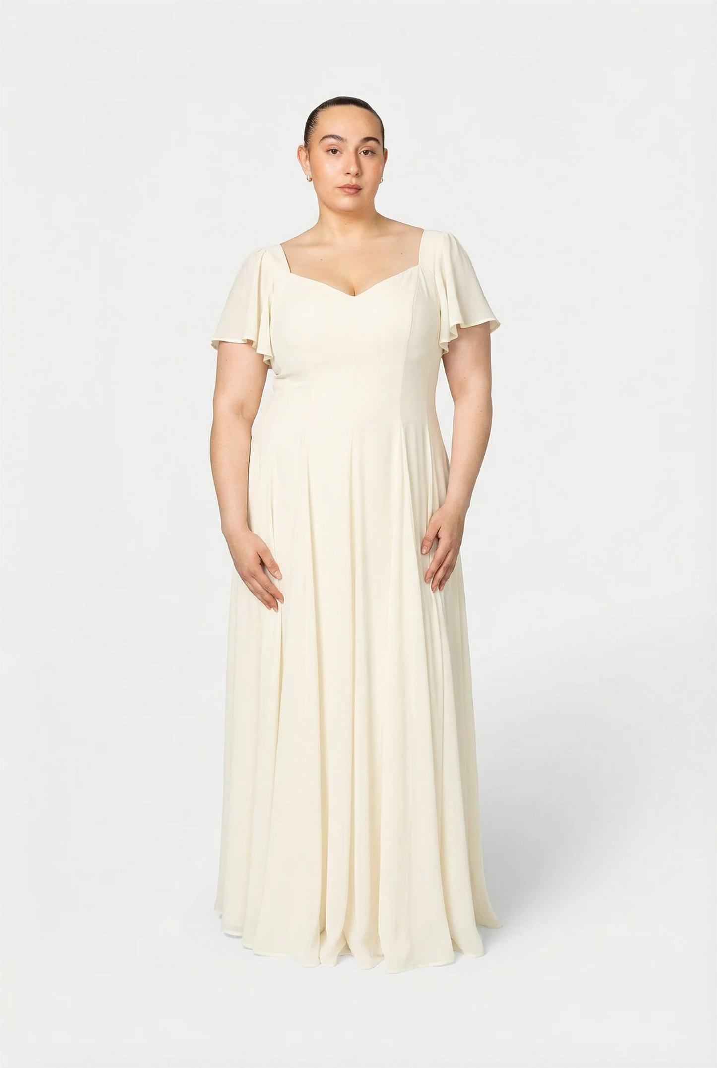 Kjoler | Alette Maxi Dress Flutter Sleeve Ivory