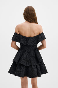 Tracy Off Shoulder Lace Mini Dress Black Kjoler
