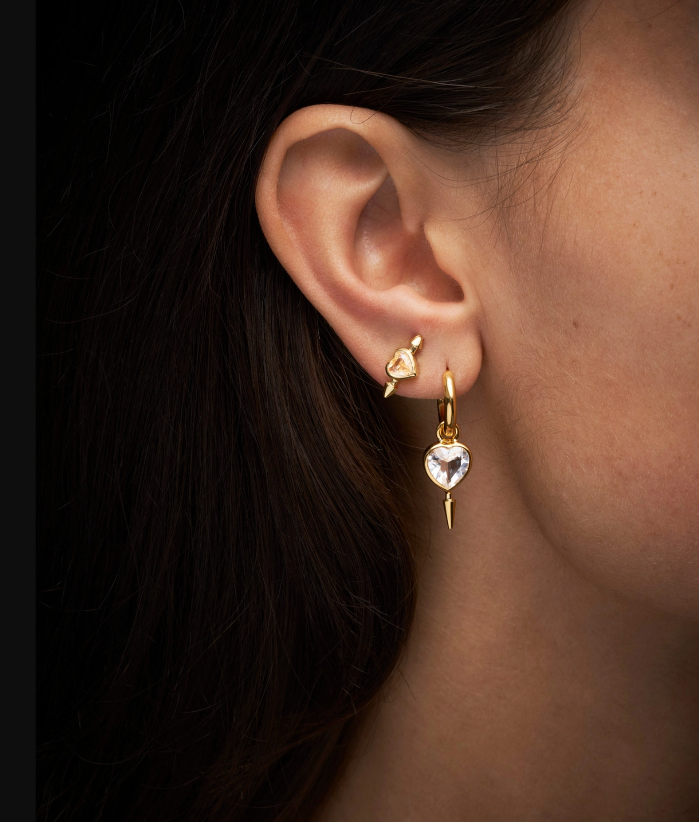 Single Love Faceted Earring Gold-Plated Silver Øredobber