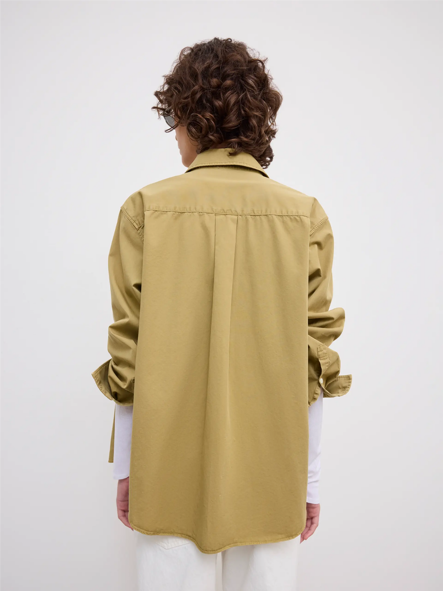 Classic Washed Shirt Light Olive Green Bluser