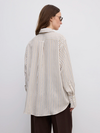 Fluid Stripe Shirt Cream White Bluser