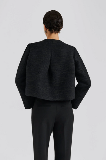 Ruthie Cropped Boucle Blazer Black Blazere
