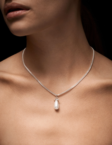 Pearl Tear Necklace Silver Smykker
