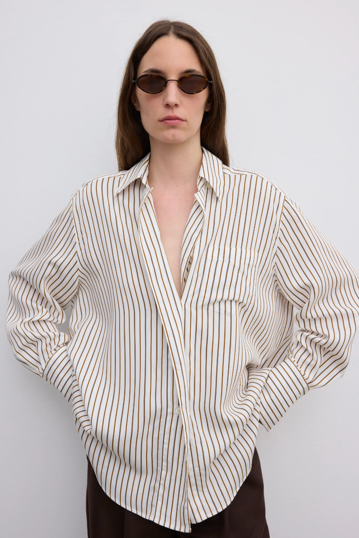 Fluid Stripe Shirt Cream White Bluser