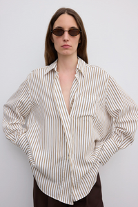Fluid Stripe Shirt Cream White Bluser