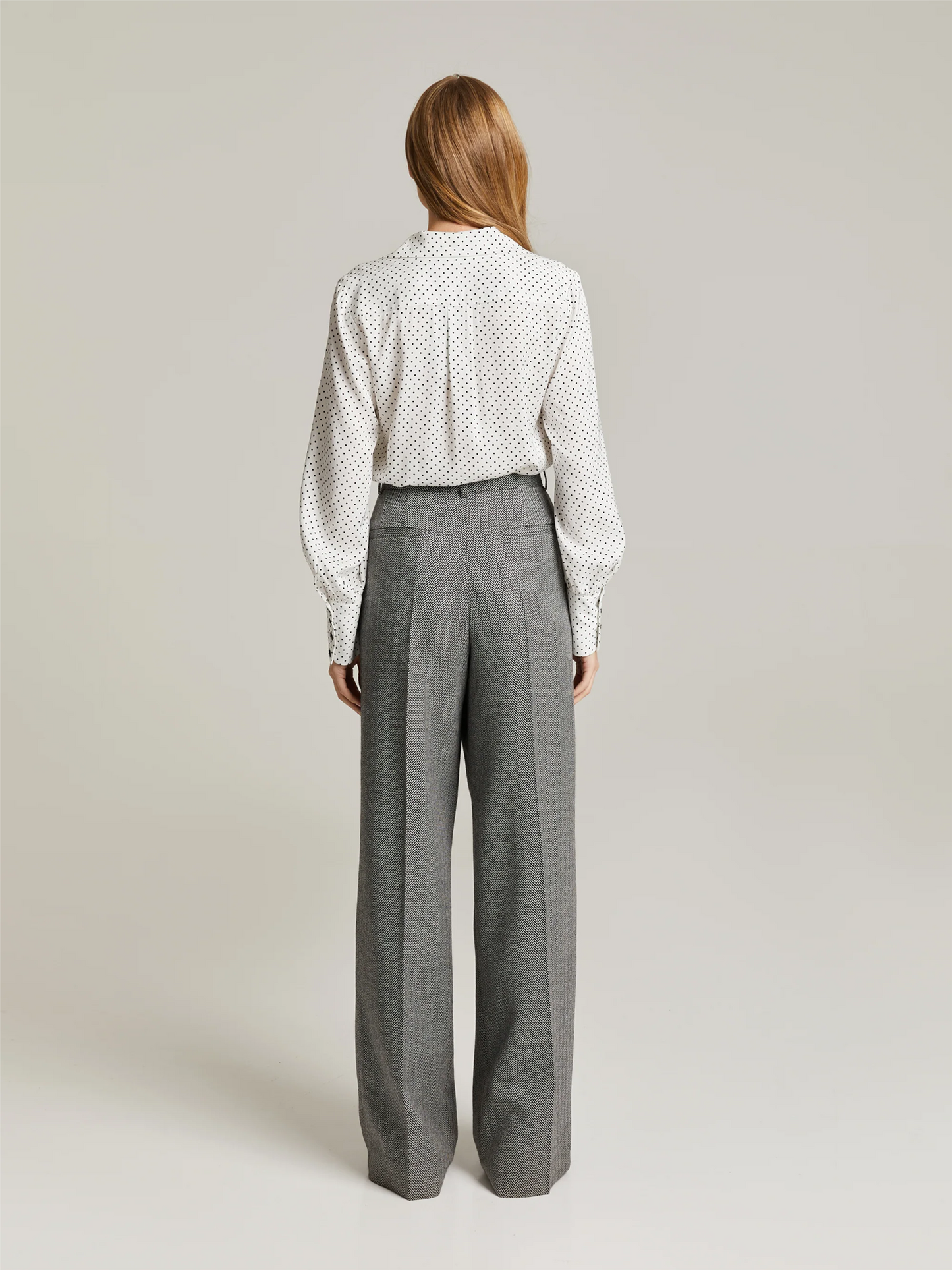 Gytta Wool Trousers Grey Herringbone Bukser