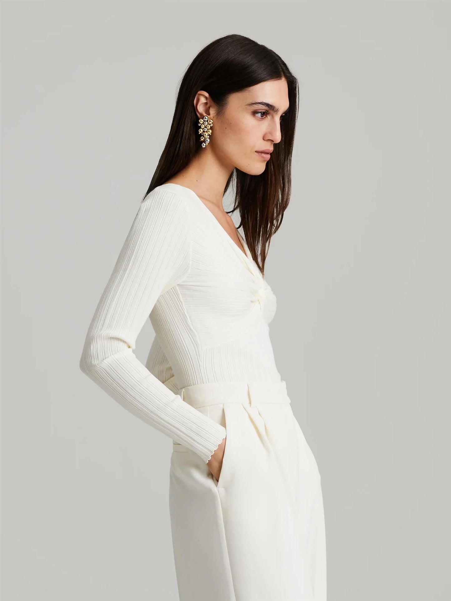 Polly Knit White Gensere