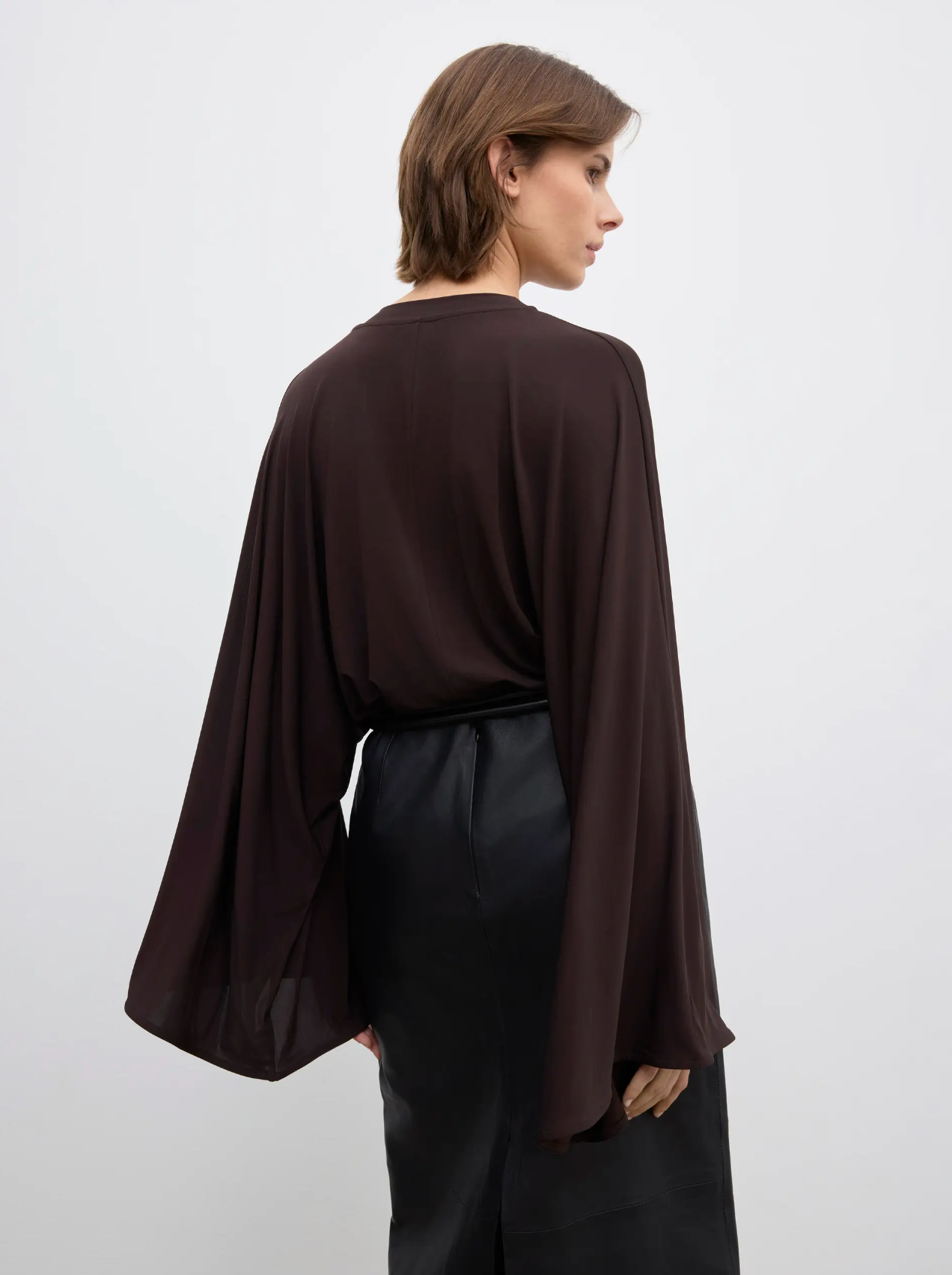 Jersey Kimono Top Chocolate Brown Bluser