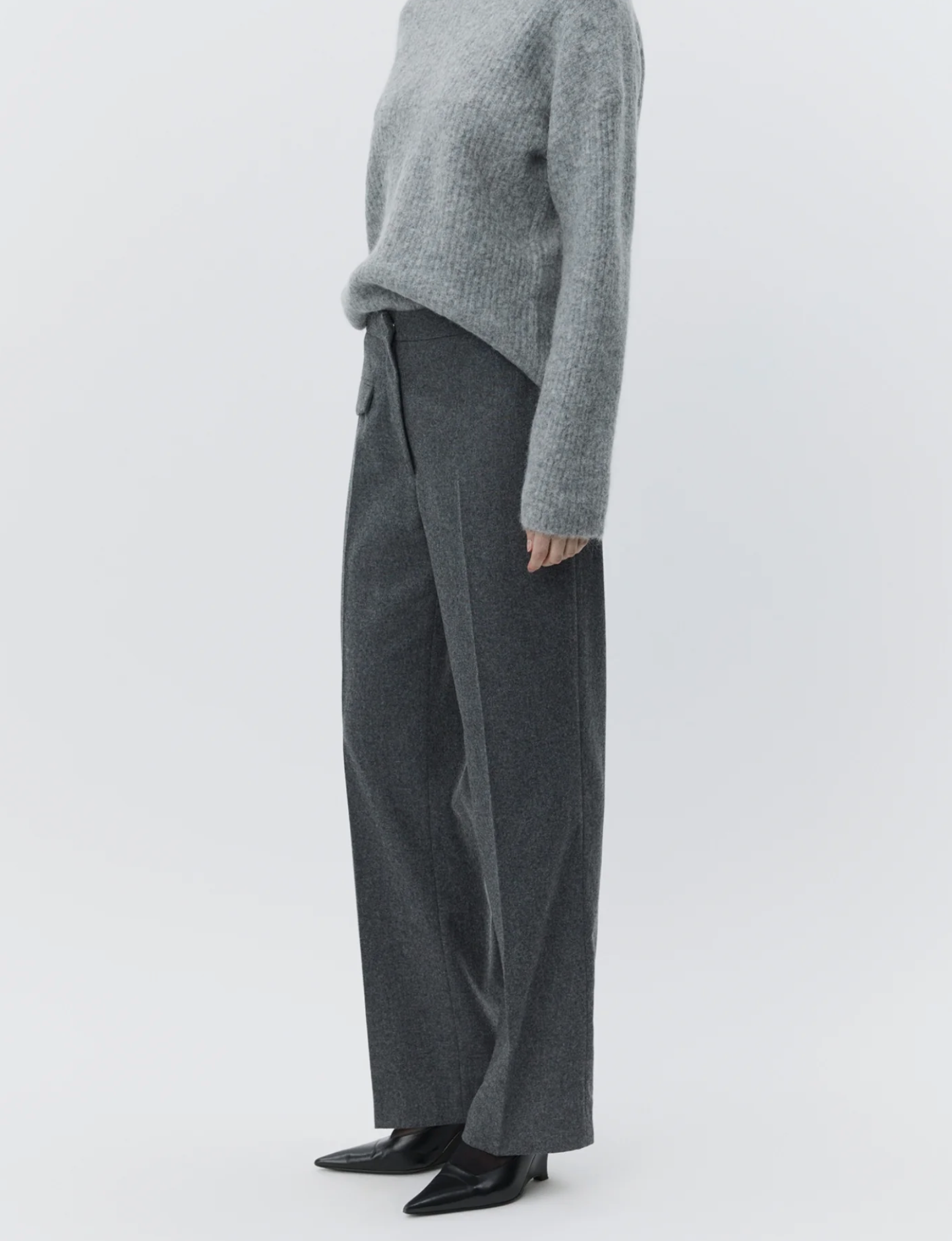 Thalia Melange Wool Medium Grey Bukser