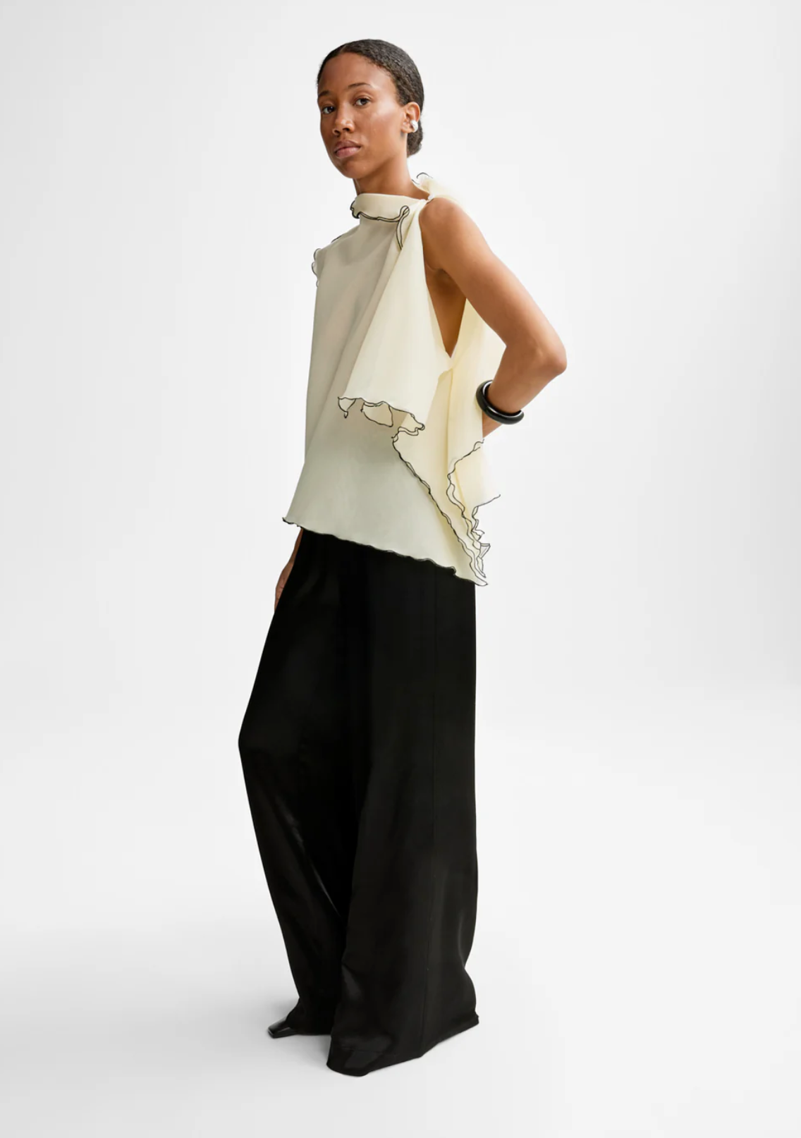 Wiomy Silk Top Vanilla Bluser