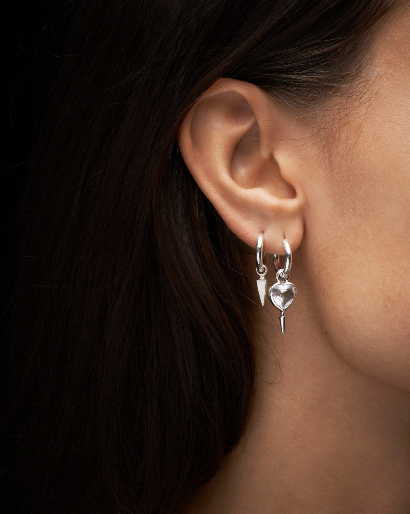 Single Love Faceted Earring Silver Øredobber