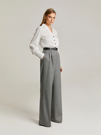 Gytta Wool Trousers Grey Herringbone Bukser