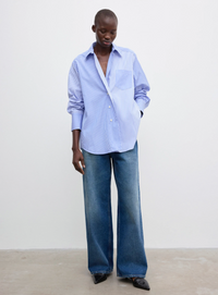 Asymmetric Shirt Blue Stripe Bluser