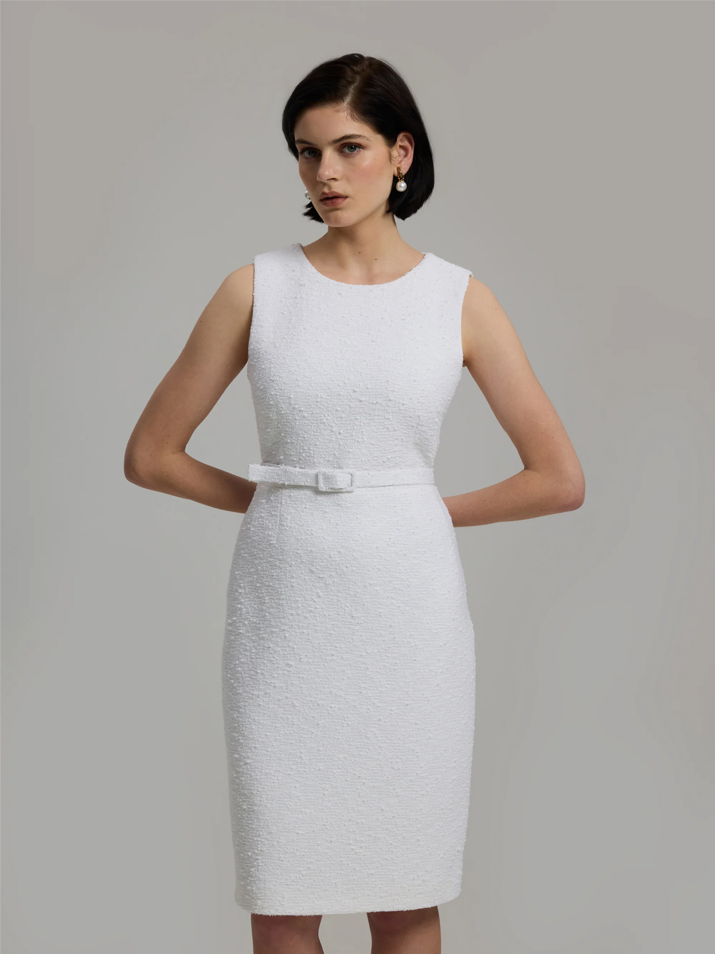 Erin Boucle Dress White Kjoler
