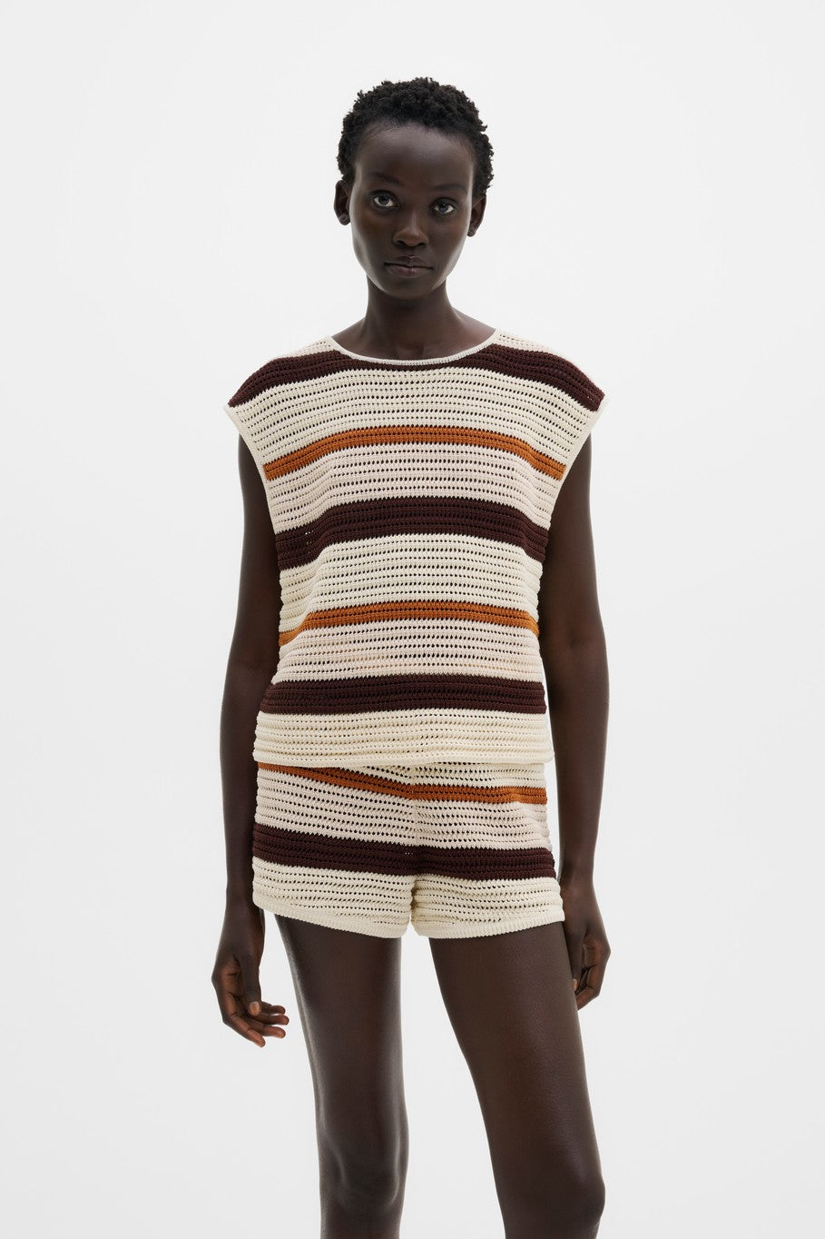 Louelle Multi Colored Knitted Top Multi Rust T-skjorter