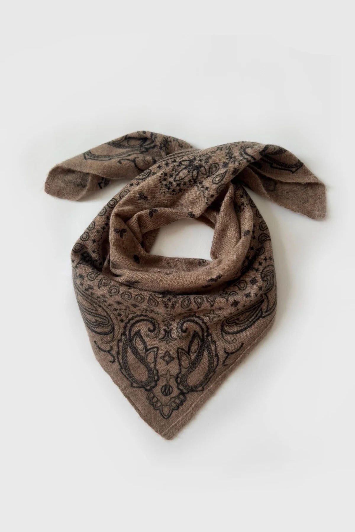 CASHMERE PAISLEY SCARF - CAPPUCCINO