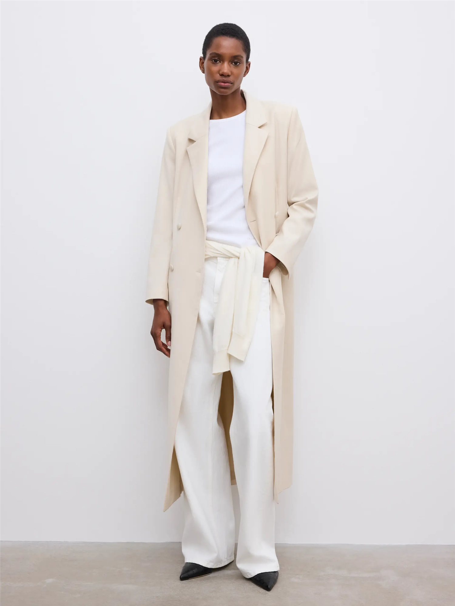 Long Tailored Blazer Sand Beige Blazere