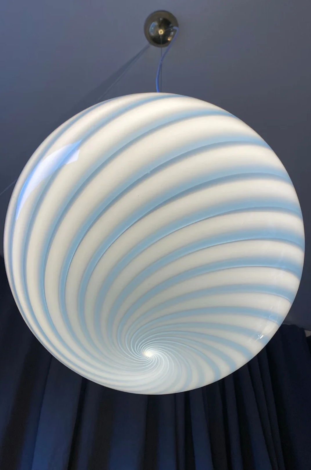 Ø40 Murano Pendel Blå Swirl Lamper