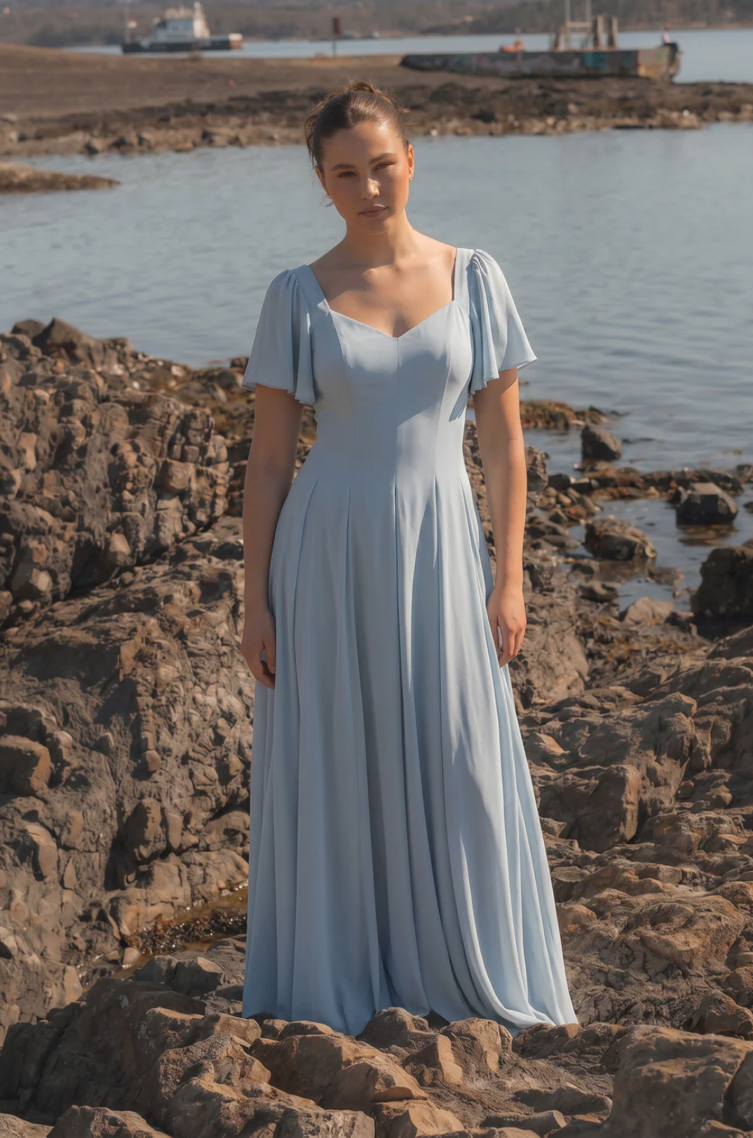 Kjoler | Alette Maxi Dress Flutter Sleeve Powder Blue