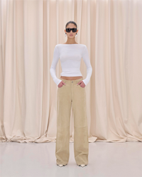 Korea Suede Pants Beige Bukser