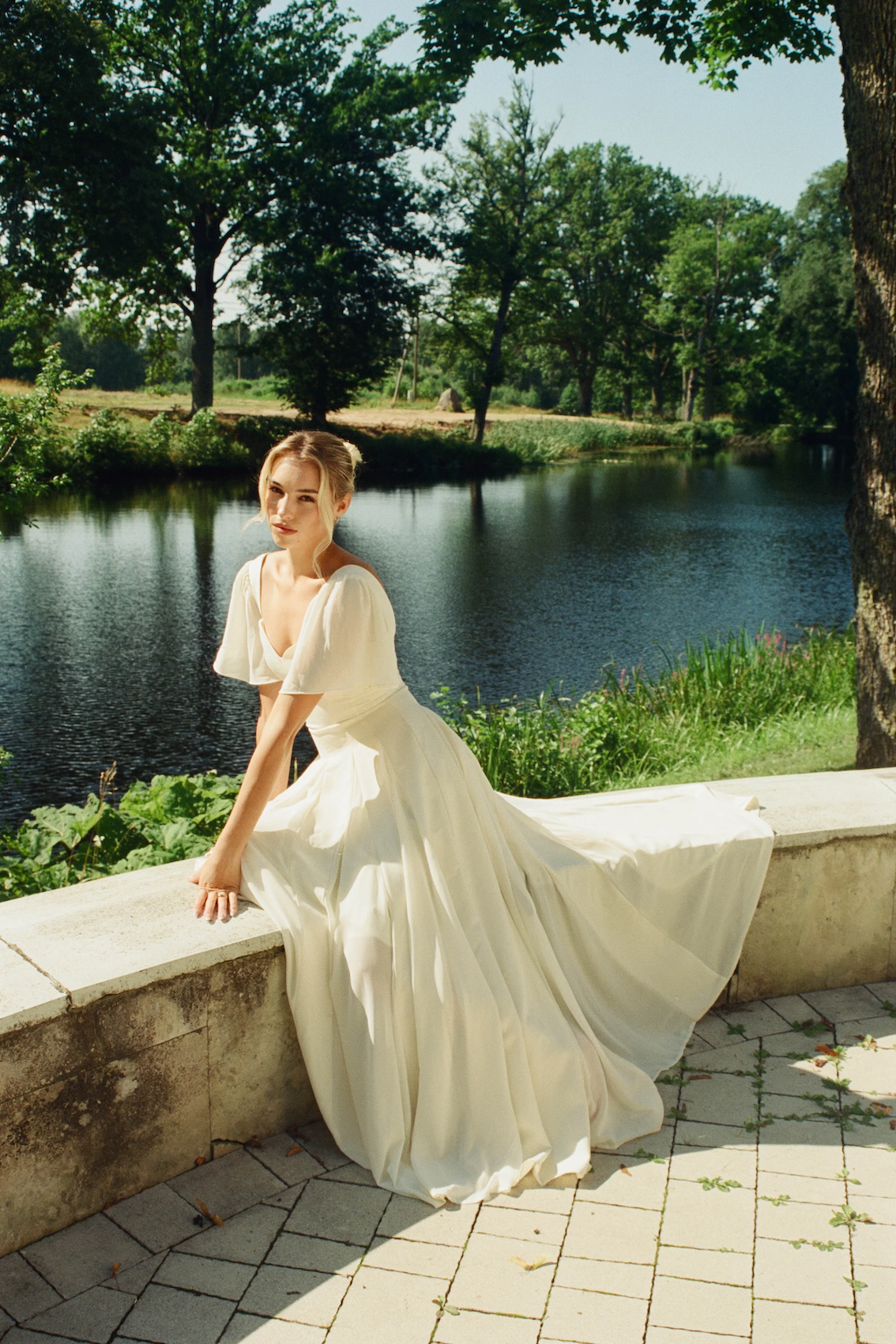 Kjoler | Alette Maxi Dress Flutter Sleeve Ivory