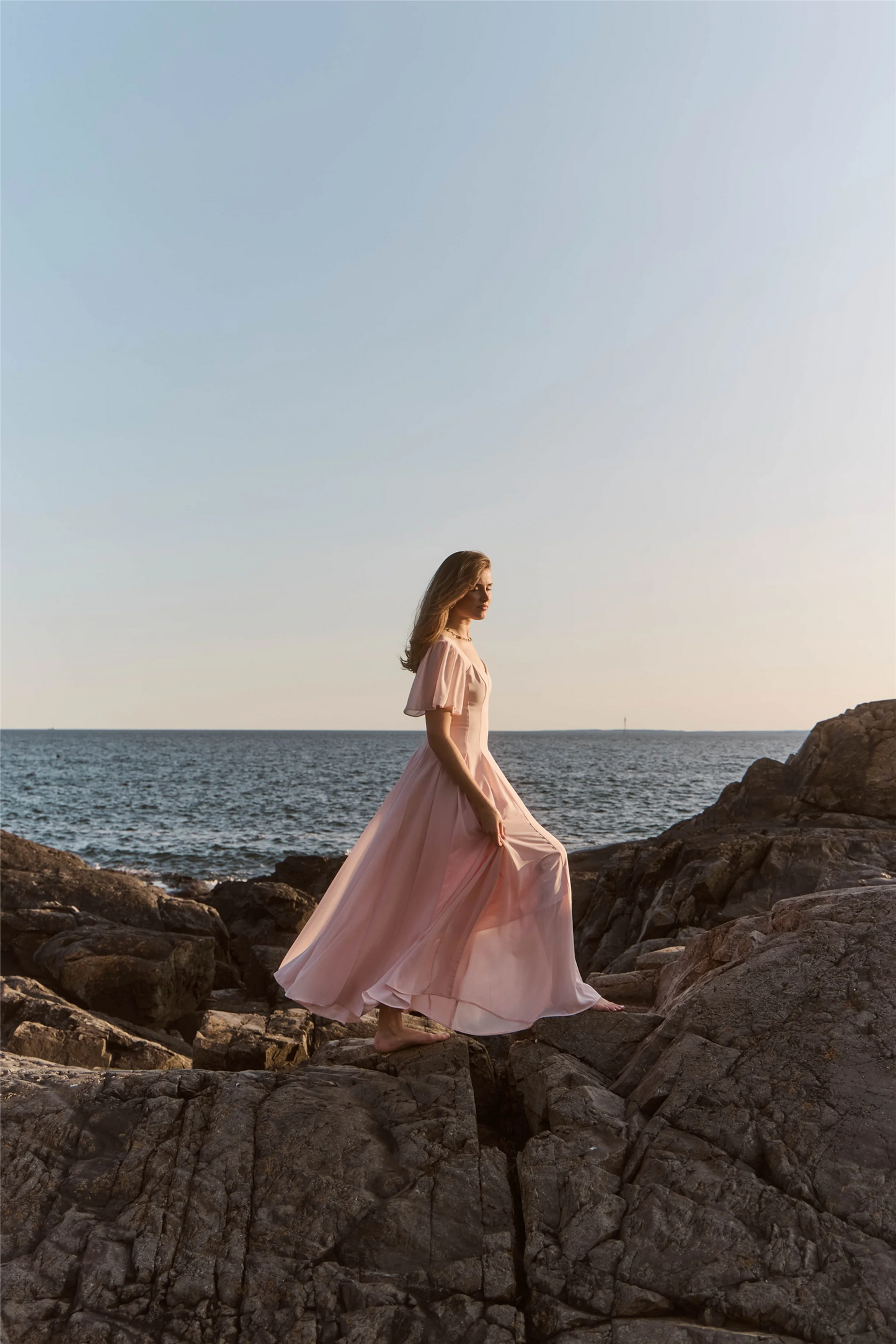 Kjoler | Alette Maxi Dress Flutter Sleeve Blush