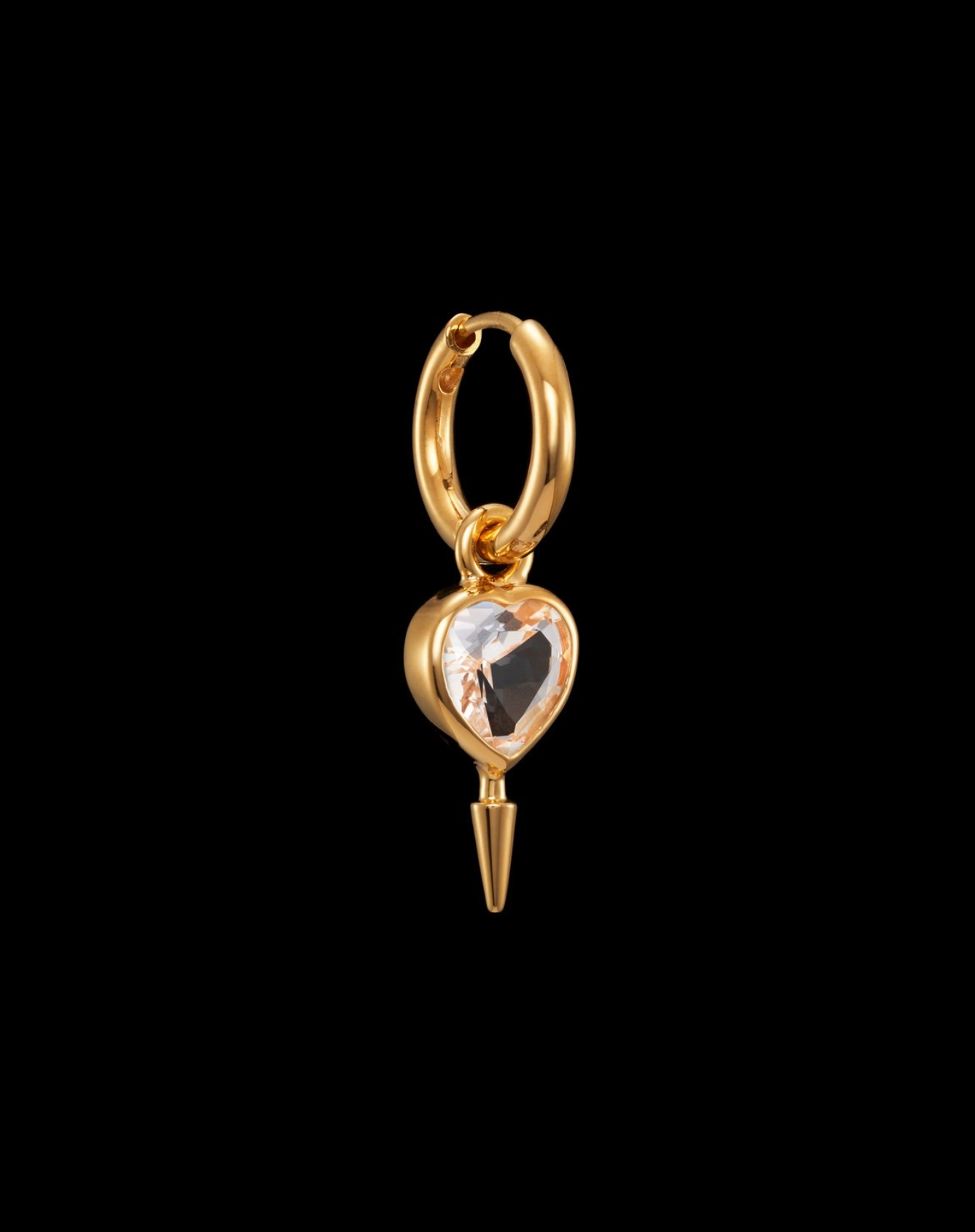 Single Love Faceted Earring Gold-Plated Silver Øredobber