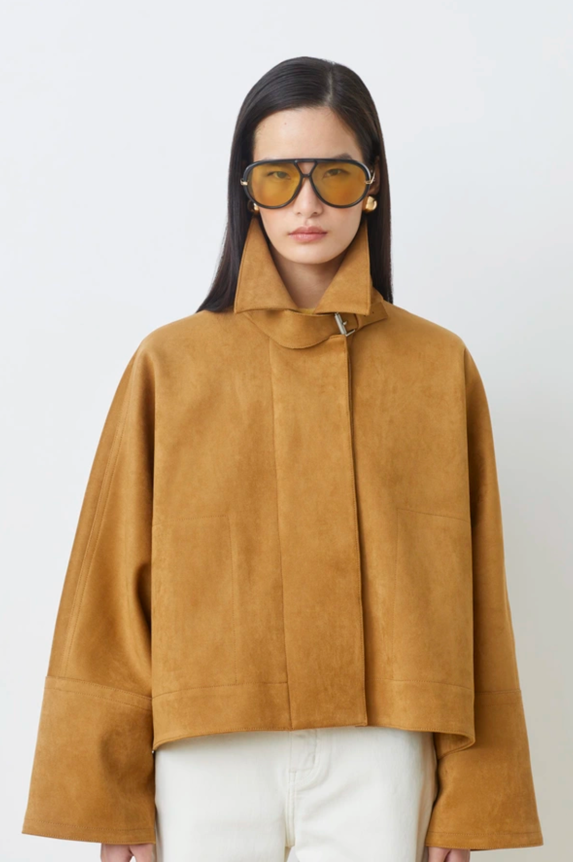 Eloiz Short Simili Suede Coat Camel Jakker