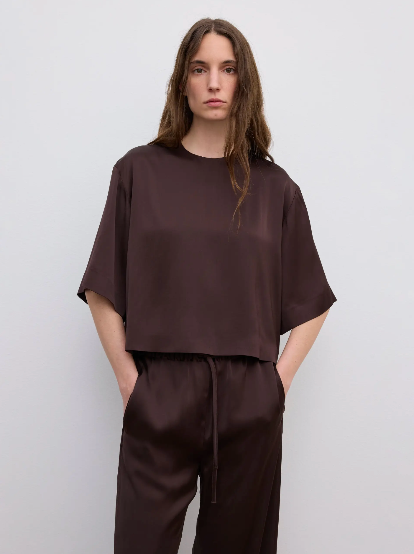 Woven Fluid T-shirt Chocolate Brown Bluser