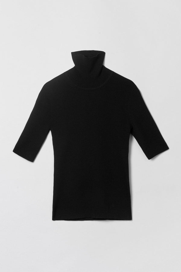 Turtleneck Knit Tee Jet Black T-skjorter