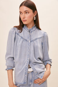 Lorena Blouse Bleu Jeans Bluser